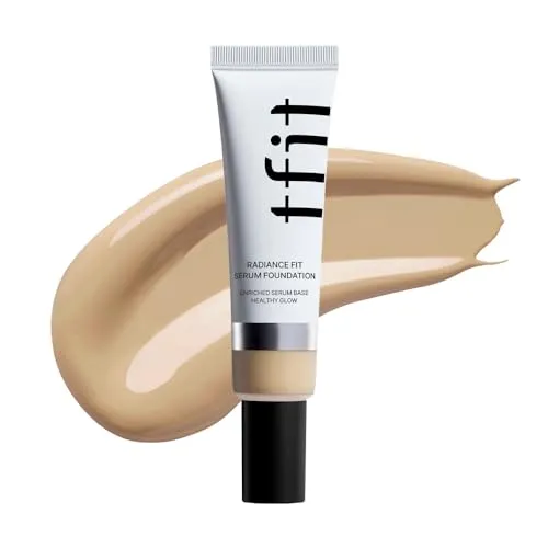TFIT Radiance Fit Serum Foundation – makellose Deckkraft, taufrisches Finish, langanhaltend, leichtes, koreanisches Make-up, 1,05 oz. (W02 Mandelbutter, 1,05 oz.)