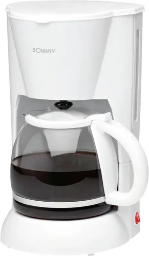 BOMANN KA 183 CB Weiß Kaffeeautomat - Kaffeemaschine mit 1500 ml Fassungsvermögen und eleganter Glaskanne, ideal für Kaffeegenießer, die Wert auf schlichtes Design legen.