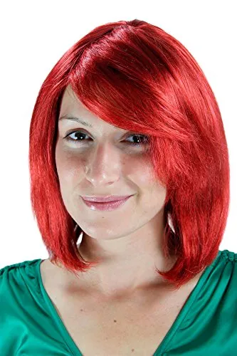 WIG ME UP - 1215-137 Mittellange Perücke Bob Schnitt rot toupiert mit Scheitel.