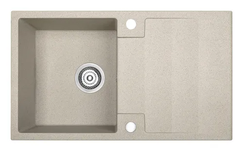 Granitspüle 1-Becken in Beige RAB 76x44 mit Ablaufplatte | Siphon im SET!