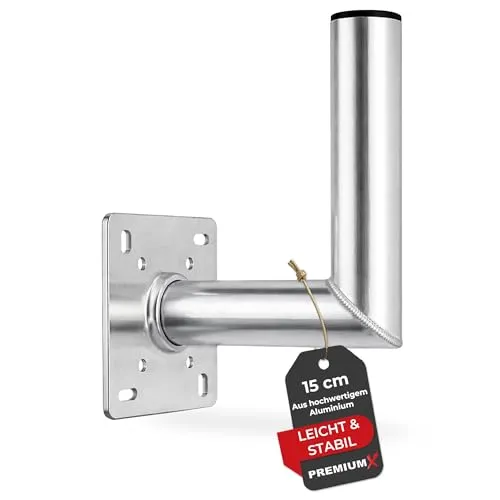 PremiumX SAT-Halterung 15cm aus Aluminium - Robuste 15 cm Wandhalterung für Satellitenanlagen, ideal für eine stabile Montage. Inklusive WEEE-Reg.-Nr. für geprüfte Qualität.
