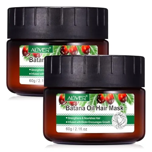 P-Beauty Haarmaske mit Batana Öl für Haarwachstum & Haarpflege - Vegan, Intensivpflege mit Biotin & Vitamin E gegen Haarausfall - Stärkt Haarwurzeln & regeneriert trockenes, brüchiges Haar (2x60g)