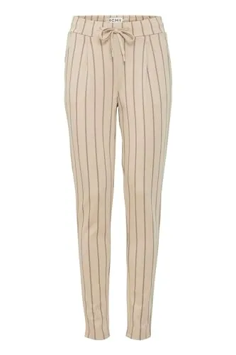 ICHI IHRUTI PA7 Damen Chino Hose Stoffhose mit Viskoseanteil bequemer Elastikbund Schmaler Schnitt, Größe:M, Farbe:Doeskin (151308)