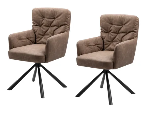 Furn.Design Stuhl-Set 2 Stück braun Leder-Optik