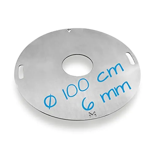 mocisa Universal BBQ Grillplatte 100 cm | Feuerplatte | Fassgrill | Kugelgrill | 100 cm Stahl blank Stärke 6mm | Made in Bavaria | Plancha | Feuerring | Grillring | BBQ Ring | BBQ-Disc