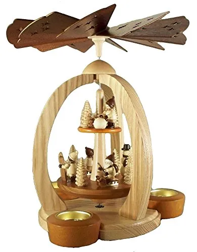 Rudolphs Schatzkiste Tischpyramide Winterkinder Wald BxHxT 27x31x27cm NEU Holzpyramide Tischdekoration Dekoration Weihnachten Wärmespiel Lichter Figur Edelholz Seiffen Erzgebirge Holz Flügel Ker