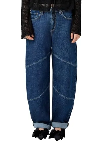 QS Jeans Barrel Relaxed Fit High Rise Wide Leg - Stylische Jeans mit hohem Bund und weitem Bein, aus hochwertigem Baumwollmix. Praktisches 5-Pocket-Design und Gürtelschlaufen für optimalen Tragekomfort.