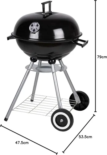 Lone Star BBQ Kugelgrill mit Griffen – Ø 45 cm - Grill für den typischen Grillgeschmack mit Holzkohle, ausgestattet mit isolierten Griffen und einem praktischen Aschebehälter für einfache Entsorgung.