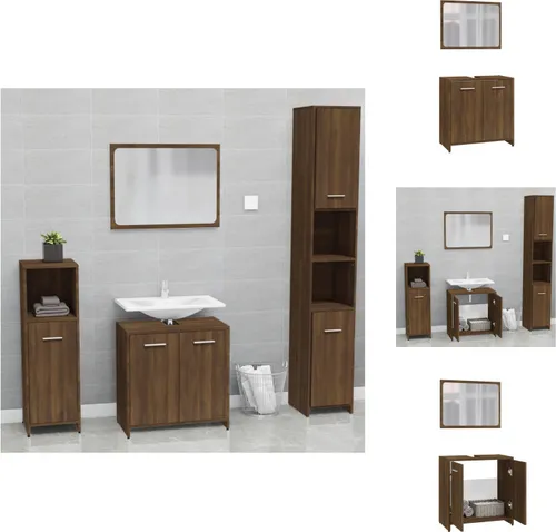 vidaXL Badmöbel-Set Eiche Braun mit Spiegel von vidaXL