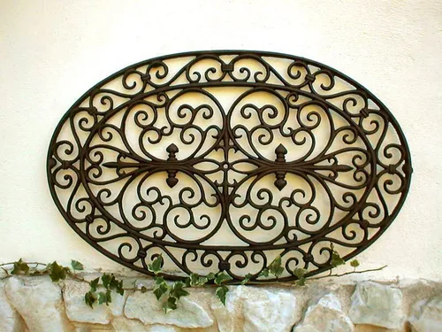 Fußabtreter im Landhausstil -filigran verziert, wetterfeste Fußmatte Gitter oval