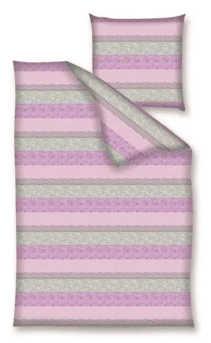Traumschloss Bettwäsche Baumwolle, Renforcé, 2 teilig, Streifen pink grau