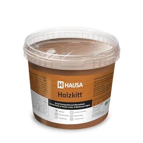 HAUSA Holzkitt 1 kg Nussbaum Dunkel Holzspachtelmasse, Kitt für Holz, Holzspachtel/Füllmasse zum Reparieren von Holzschäden gebrauchsfertig ausgezeichnete Füllkraft schnelltrocknend rissbeständig