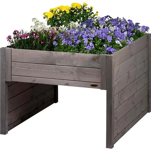 dobar® Mähroboter-Garage aus Holz mit Pflanzkasten - 79 x 73 x 56 cm - Mähroboterzubehör mit robustem Kiefernholz für besten Wetterschutz und einem kreativen Pflanzkasten für individuelle Gestaltungsmöglichkeiten.