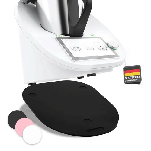 Mumsi© Gleitbrett für Thermomix TM6 & TM5 - Schwarz, Premium Acrylglas - Zubehör für Küchenmaschinen, hochwertiges Gleitbrett mit Teflongleitern für müheloses Verschieben und maximale Standsicherheit dank Silikonfüßen.