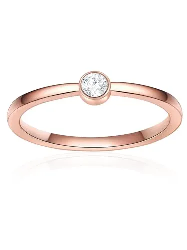 Eastside Damen Ring Edelstahl roségold Zirkonia weiß Edelstahlring