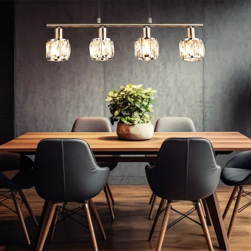 Elegante LED Hängeleuchte mit Glaskristallen