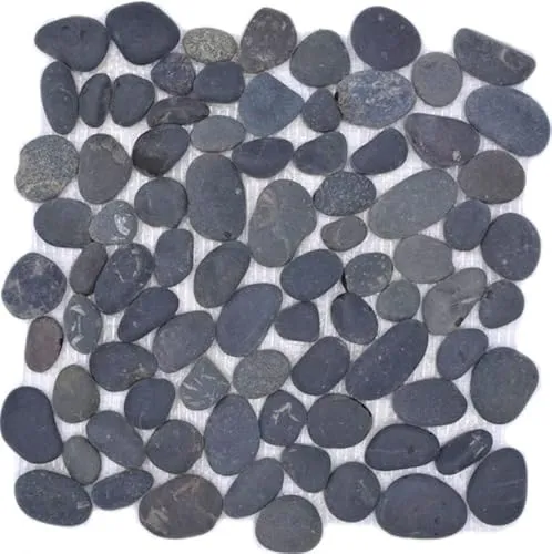 Flußkiesel Steinkiesel Kiesel gewölbt dunkelgrau anthrazit schwarz Duschtasse Duschwand Küche - MOS30-0208