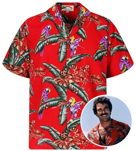 Pacific Legend Hawaiihemd Tom Selleck - Stylisches Kurzarm Hemd für Herren in Rot - Freizeithemden aus 100% atmungsaktivem Rayon, bügelfrei und pflegeleicht – ideal für lässige Sommerlooks!
