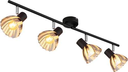 Deckenleuchte 4-flammig schwarz verstellbar für Esszimmer - Moderne Deckenlampe in schwarz matt mit rauchfarbenem Glas, 4 bewegliche Strahler für individuelle Lichtgestaltung, ideal für stilvolle Esszimmer.