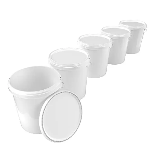 5x Eimer mit Deckel 16 Liter weiß