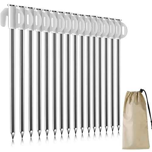 16x Zeltheringe aus Stahl, Heringe Erdnägel Stabil Metall, 21 cm Lang Heringe Zelt für Garten, Camping, Outdoor Wandern, Angeln und Zelten (21CM)