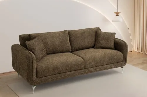 Braunes Designer Stoffsofa 3-Sitzer für modernes Wohnzimmer - Elegantes 3-Sitzer Sofa in Braun, ideal für stilvolle Wohnräume. Hoher Sitzkomfort durch mittelharte Polsterung und robuste Verarbeitung. Maße: 216 x 94 x 86 cm, ohne Montage erforderlich.