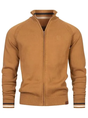 Indicode Herren INArutemia Strickjacke aus Baumwolle | Stilvoller Cardigan mit Stehkragen - Klassische Strickjacke aus feinem Baumwollstrick, ideal für lässige Looks. Der Stehkragen und der Reißverschluss verleihen einen modernen Touch. Hochwertige Verarbeitung für besten Tragekomfort.
