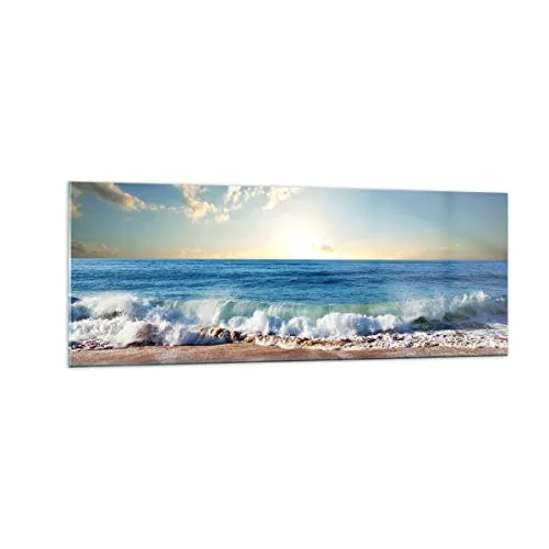Panorama Bilder auf Glas Meer Ufer Wasser Glasbild 140x50cm Wandbilder Dekoration Wohnzimmer Schlafzimmer Küche Groß XXL Wanddeko Bild im Glas Wand Kunstdruck Art Modern Wall Decor GAB140x50-3551
