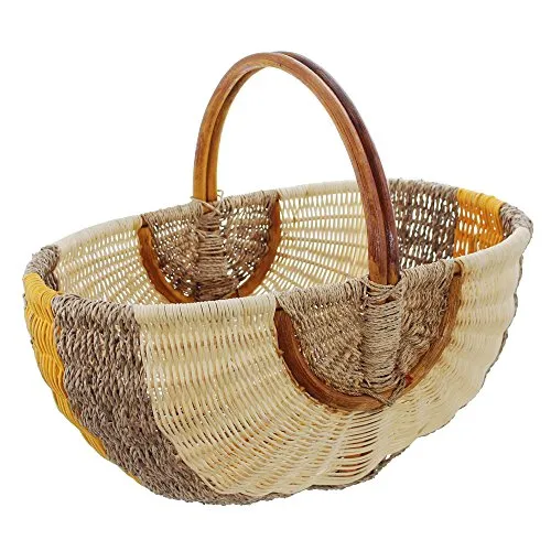 Frank Flechtwaren Allzweckkorb, Einkaufskorb Orange/Natur - Körbe, stilvoller und vielseitiger Korb für Einkäufe und Aufbewahrung, in ansprechenden Farben