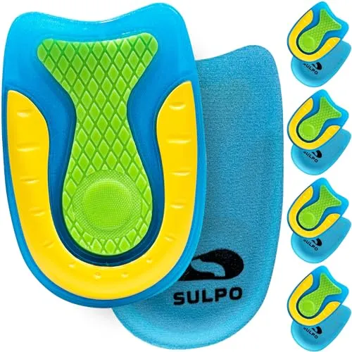 Sulpo 4 Paare Fersensporn Einlagen Fersenkissen Gel Fersenpolster zur Linderung von Plantarfasziitis, Fersensporn und Achillesschmerzen Größe L (40-46)