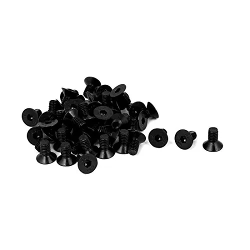 sourcing map 50 Stück M4x 8mm Senkkopfschrauben 10.9 Carbon Stahl Senkkopf Innensechskant Flachkopfschrauben