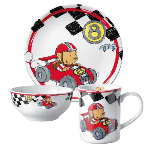 PURESIGNS Kindergeschirr-Set QUICK (3-tlg), 1 Personen, Porzellan, Plastikfreier Essgenuss für die Kleinen