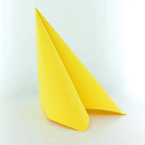 Sovie HORECA Serviette GELB, Tissue Deluxe®, 4-lagig, 40 x 40 cm, 1/4 Falz, 50 Stück – Hochwertige Einweg-Papierservietten für Gastronomie, Events, Feiern, Hochzeiten & Catering