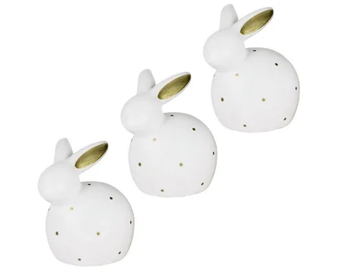 matches21 HOME & HOBBY Dekofigur Deko Porzellan Hasen Osterdeko 6,5 x 8,5 cm (3 St)