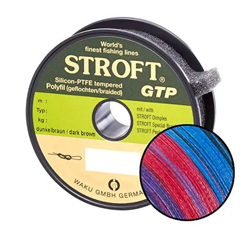 STROFT GTP Typ R Geflochtene Schnur 100m - Multicolor - Angelschnüre mit extrem feiner UHMWPE-Faser, die durch spezielle Flechtverfahren eine herausragende Rundheit und reduzierte Luftwiderstände bieten. Ideal für präzise Würfe beim Angeln.