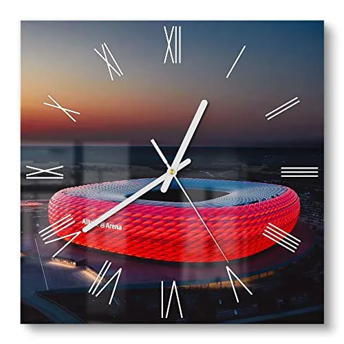DEQORI Glasuhr – Allianz Arena Motiv 30x30 cm in blau von DEQORI