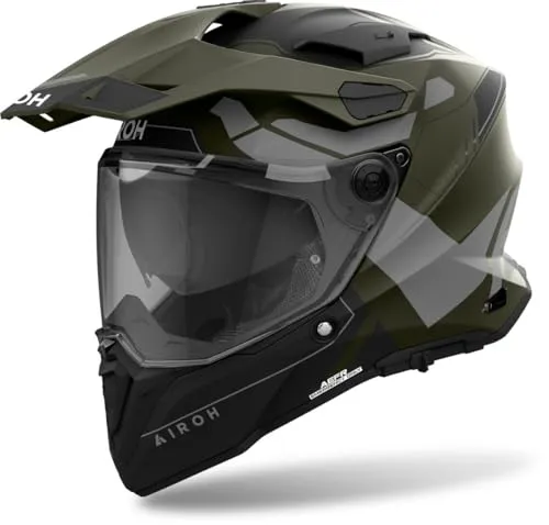 Airoh Commander 2 Reveal - Matt Oliv/Grau/Schwarz, Endurohelm - Motorradhelm für Abenteuerliebhaber mit extra breitem Sichtfeld, innovativem A3S Antifog-System und optimierter Belüftung für höchsten Komfort und Sicherheit.
