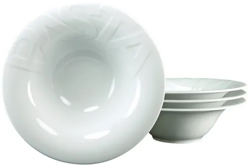 CreaTable Pastateller Set für 4 Personen - Elegantes 4-teiliges Pastateller Set aus mikrowellengeeignetem Porzellan, perfekt für festliche Anlässe und alltägliches Essen. Spülmaschinenfest und mit einem Durchmesser von 30 cm.