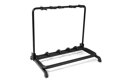 Gewa GS-105B Gitarrenmultiständer - Zubehör für Gitarre & Bass; Klappbarer Ständer für bis zu fünf Instrumente mit schonender Polsterung und verstellbaren Halterungen, ideal für Roundback-Gitarren.