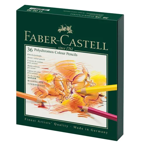 Faber-Castell Polychromos Colour Box 36 Stück - Hochwertige Künstlerpigmente, wisch- und wasserfest, ideal für kreative Malprojekte