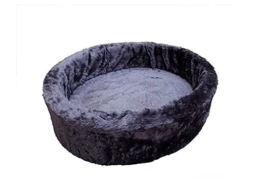 Nobby Plüschbett grau - 50 cm, abnehmbarer Bezug, waschbar bis 30°C, ideal für komfortable Hundeschlafplätze
