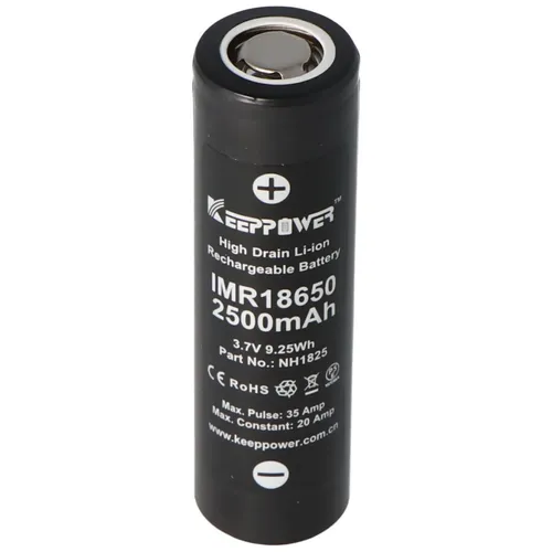 KeepPower IMR18650 - 2500mAh 3,6V - 3,7V Hochstromzelle Li-Ion-Akku AKT-12040