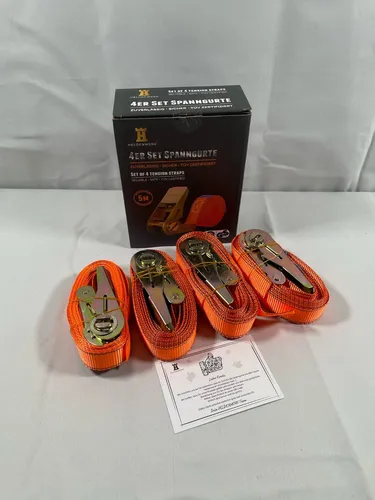 HELDENWERK 4er Set  Spanngurte 2,5cm x5m mit Ratsche von HELDENWERK