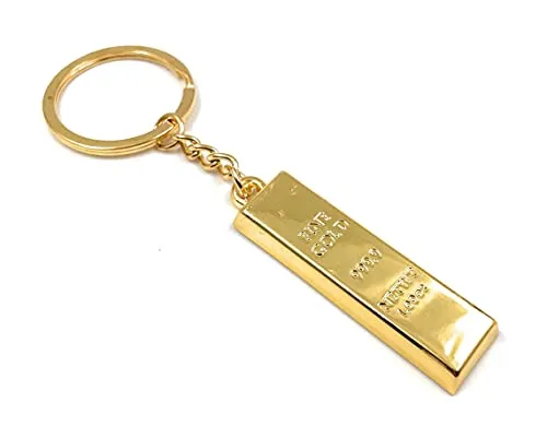 Onwomania - Gold Goldbarren Barrengold Schlüsselanhänger - Metall Glücksbringer ideal als Geschenk z.B. für den besten Freund, die beste Freundin, Mama - Für Männer, Frauen & Kinder