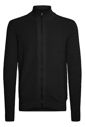 !Solid SDNicklas Herren Strickjacke Cardigan aus 100% Baumwolle, Größe XL, Farbe Schwarz - Modische Feinstrickjacke mit hochabschließendem Kragen und praktischem Reißverschluss. Ideal für Freizeit und Büro, bequem und vielseitig kombinierbar.