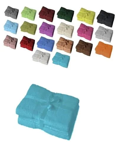 EXKLUSIV HEIMTEXTIL Handtuchserie im Set mit Schleife Marke Duschtuch 2er Set 70 x 140 cm Türkis