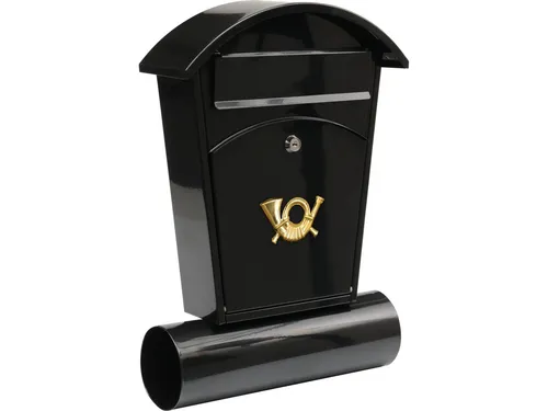 TRIZERATOP Briefkasten schwarz 480x280x80mm - Robuster Briefkasten aus verzinktem Stahlblech, abschließbar mit 2 Schlüsseln. Ideal für sicheren Postempfang, inklusive Zeitungsfach und einfache Montage.