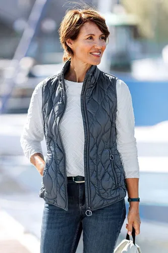 BETTY BARCLAY Steppweste mit Stehkragen - Funktionsjacken, sportlich-feminine Steppweste in Ashley Blau mit praktischem Zweiwege-Reißverschluss und figurumspielendem Schnitt – ideal für vielseitige Casual-Outfits.