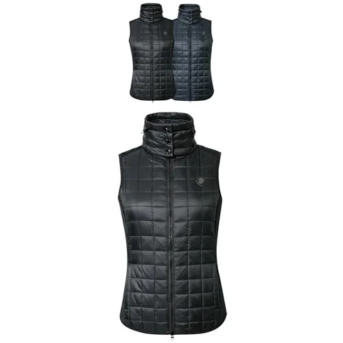 Covalliero - Damen Combiweste | taillierte Steppweste | Reitweste mit Doppelkragen & 2 Taschen | leichte Pufferweste | Sportweste aus Polyester | Reitbekleidung in Black | Größe L