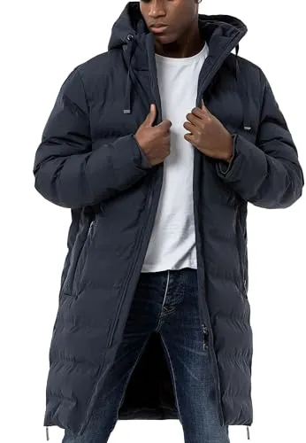 Redbridge Herren Jacke gefütterte Lang geschnittene Steppjacke Bubble Jacket Dunkelblau M